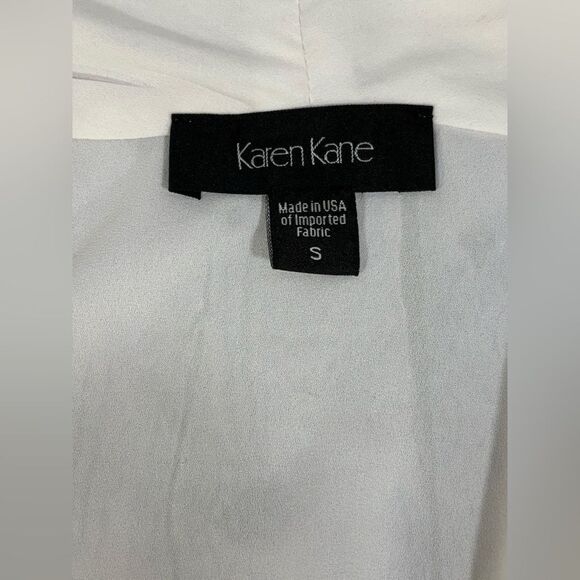 Karen Kane Off White Black Contrast Drape Front Minimalist Party Jumpsuit S - Picture 5 of 10